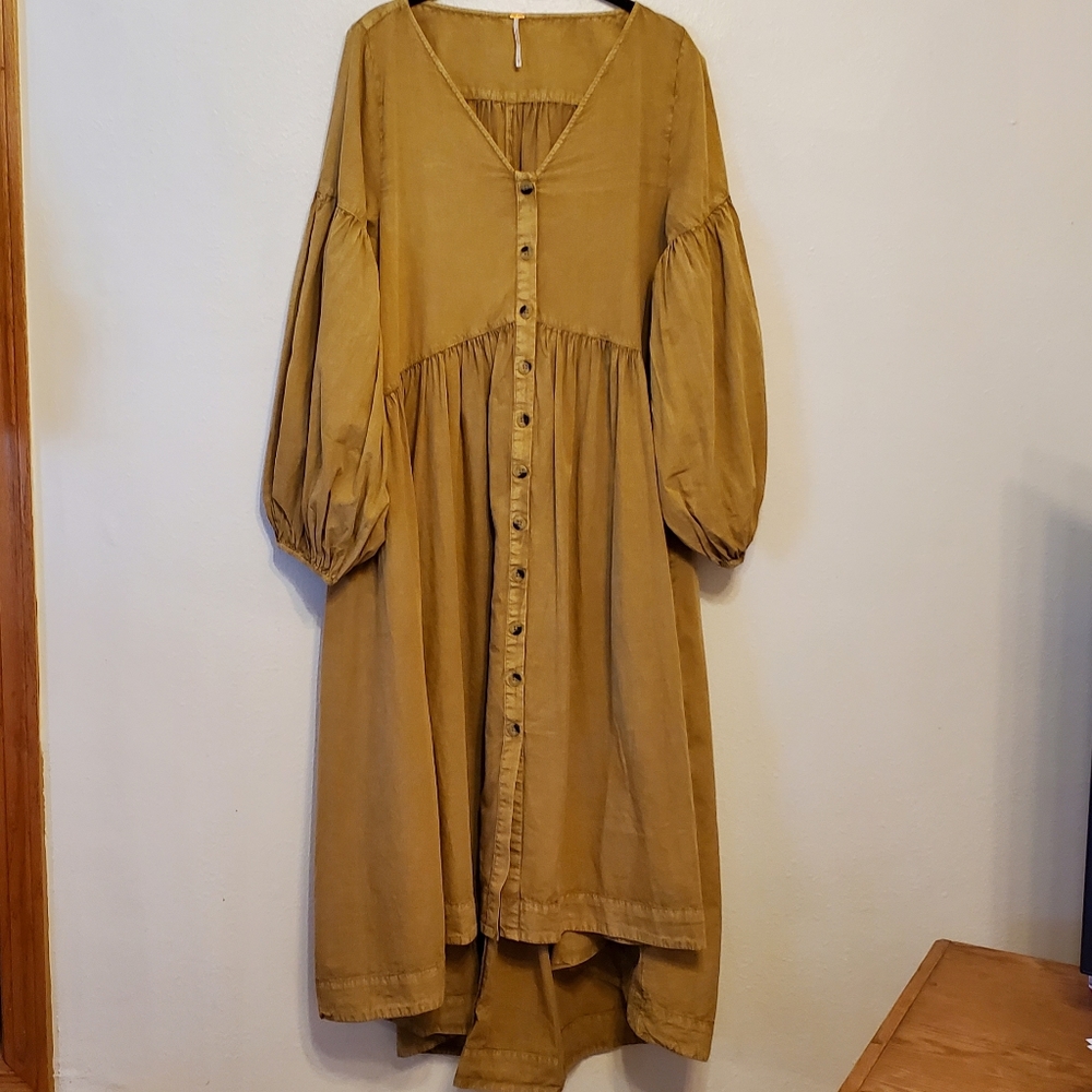 Free People hi-lo maxi dress, long balloon sleeves